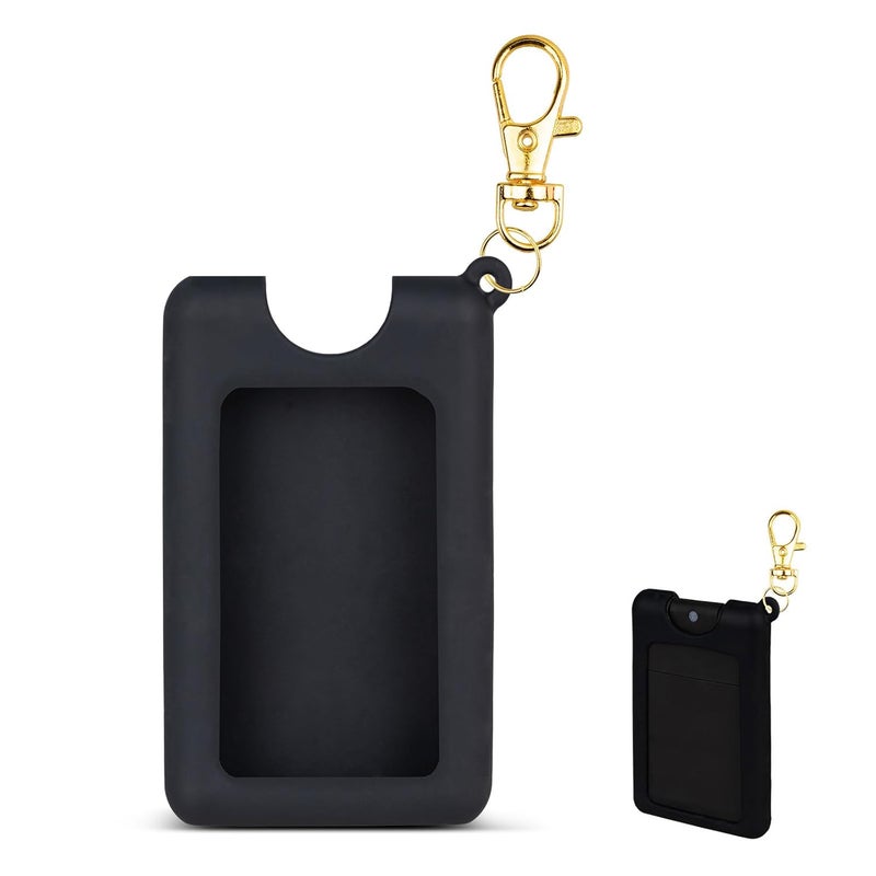 VANEST Silicone Case Compatible with Noshinku Pocket Hand Sanitizer, Protective Case with Keychain for Refillable Travel Size, Hand Sanitizer Spray Accessory (Black) - Image 1